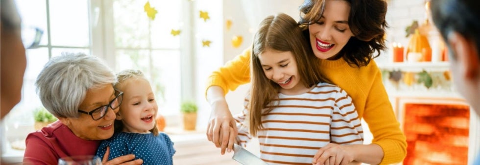 Family serving holiday treats