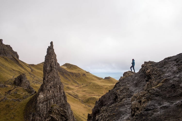 Person hiking hills