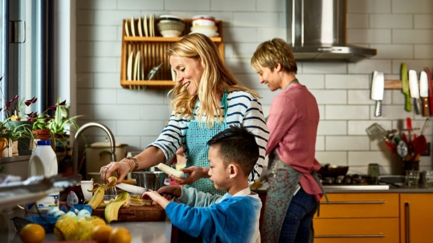 Family cooking together