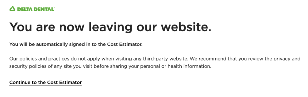 Leaving website notice
