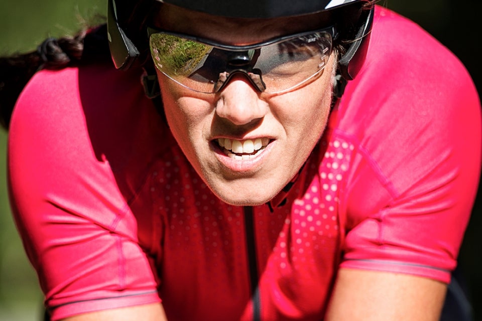 Person playing sports with eye protection