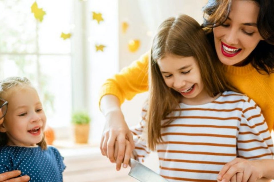 Family serving holiday treats