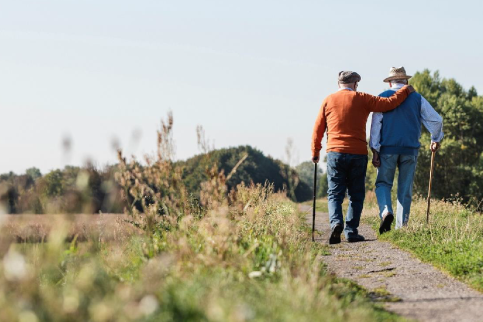 Two people walking
