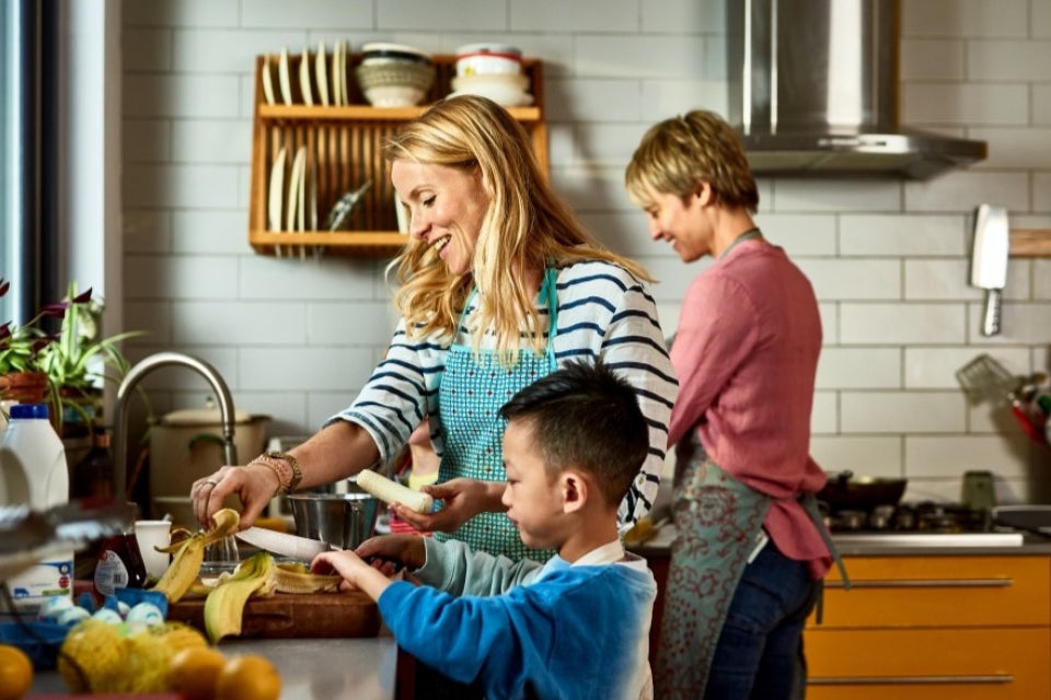 Family cooking together