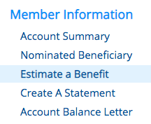 Screenshot of member portal